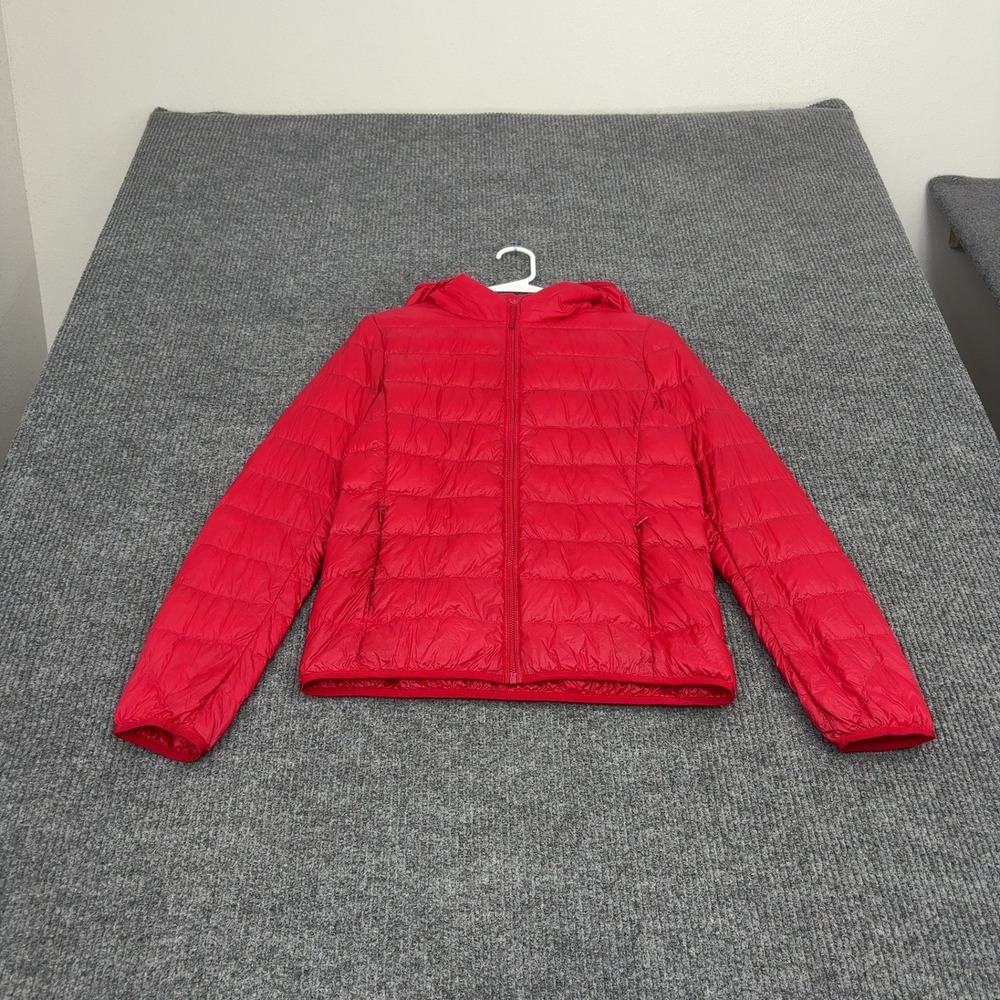 Uniqlo Puffer Jacket Womens S Red Nylon Down Hooded Quilted Gorpcore
